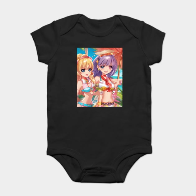 Anime girls wear bikni on  beach Baby Bodysuit by animegirlnft